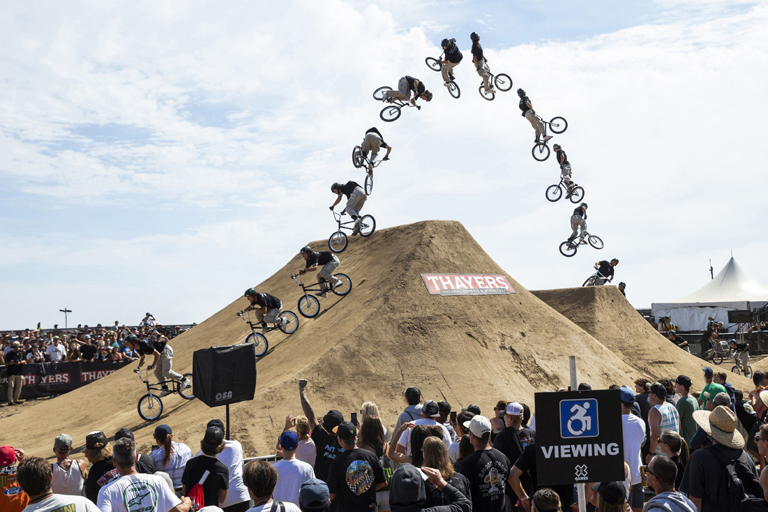 Free Agent rider Kaden Stone taking second in Dirt best trick with a 1440 at the X Games in California.